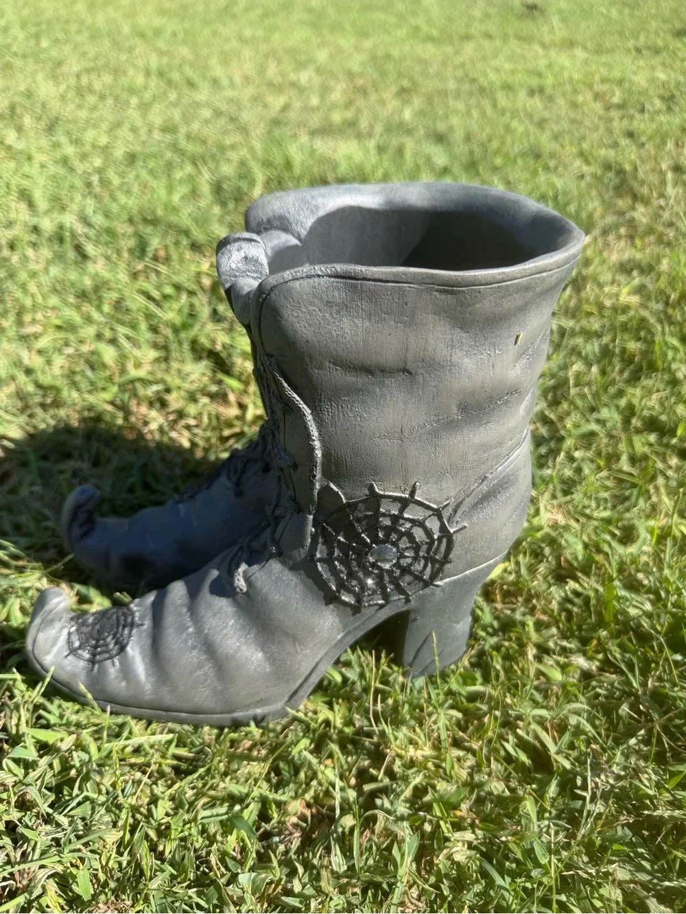 Yankee Candle Gray Gothic Spider Web Heeled Ankle Boots